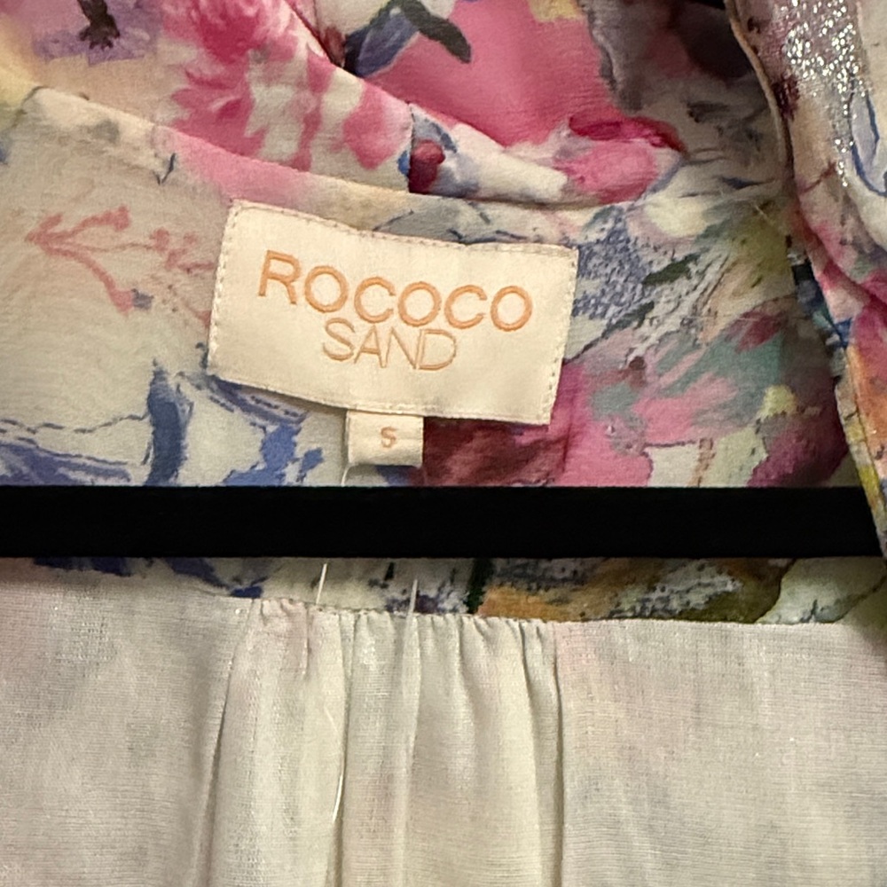 Rococo Sand Floral High Low Dress - Pink and Blue with Silver Accents - NWT - Picture 2 of 6